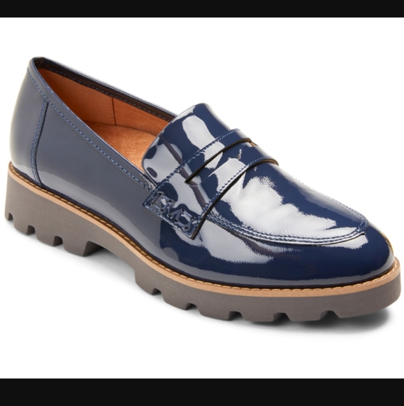Vionic Shoes - Vionic Cheryl Blue Patent Loafers Shoes Slip On Women's Size 8.5